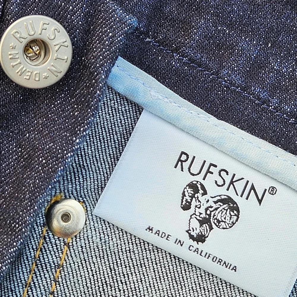 Rufskin Matchstick Slim-Fit Straight Indigo Button Fly Jeans Mens Size 30 USA
